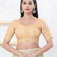 Joban Fashion Light-Gold Tissue Elbow Sleeveless Back Open Blouse - Swadesiicart