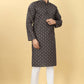 Black Cotton Printed Men's Kurta - Mahotsav