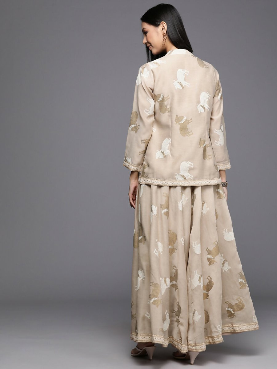Ahalyaa Women's Traditional Wear Co-ods - Tan - Swadesiicart