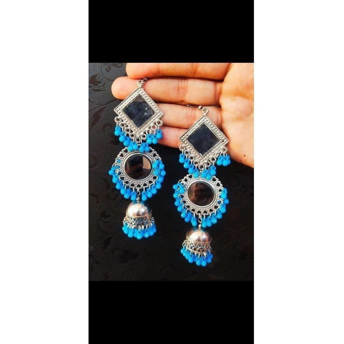 MS Fashion India Muskan Fancy Oxidized Mirror Jhumki Earrings | Swadesiicart