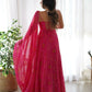 Joban Fashion Pink Kurta Set Chiffon Sequin Embroidery Work - Swadesiicart