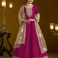 Anaita Rani Pink Embroidered Jacquard Chanderi Anarkali Suit