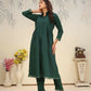 Jyoti Fashion Women's Bottle Green Rinkal Cotton Plain with Side Pocket Kurtis & Sets | Swadesiicart