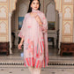 Vaasva Women Beige Tabby Slik Print & Embroidered Kurta, Pant & Dupatta set | Swadesiicart