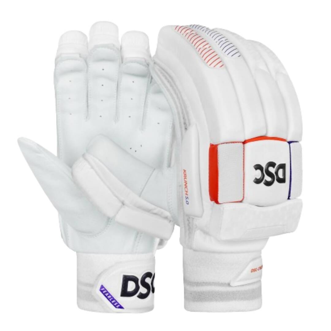 DSC Krunch 7.0 Men's Leather Right Hand Cricket Batting Gloves - Size Small (White Orange)