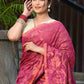 Beatitude Pink Cotton Floral Jamdani Saree