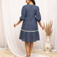 FIORRA Women's Blue Cotton Floral Printed Western Dress - Swadesiicart