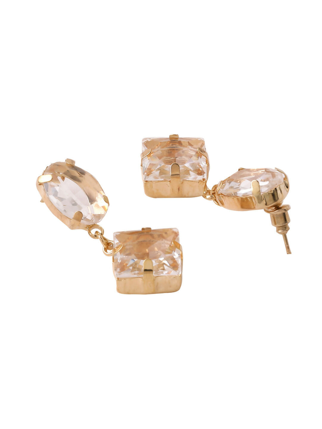 NVR Women Golden Cz Studded Studs Earrings | Swadesiicart