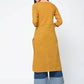 Aniyah Cotton Straight Mustard Color Kurta With Patchwork (AN-105K) - Swadesiicart