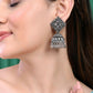 VOJ Black-Toned AD Studded Dome Shaped Jhumkas Earrings - Swadesiicart