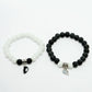NVR Men & Women Set of 2 Black & White Onyx Handcrafted Elasticated Bracelet - Swadesiicart