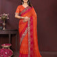 Ai Fashion Orange Georgette Digital Print Party Wear Saree