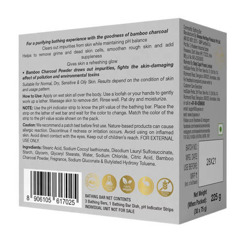 Wow Skin Science Activated Bamboo Charcoal Bathing Bar - Swadesiicart