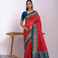 Vishnu Weaves Women's Red Soft Tussar Silk Zari Woven Saree with Blouse - Swadesiicart
