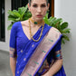 Vishnu Weaves Women's Royal Paithani Silk Zari Woven Saree with Blouse - Swadesiicart