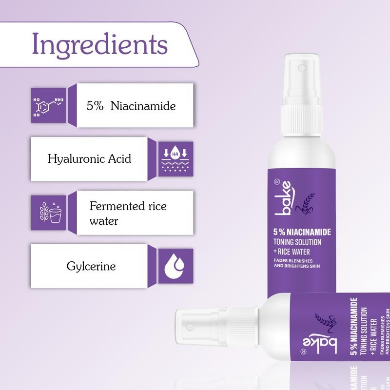 Bake 5% Niacinamide Toner With Fermented Rice Water | Swadesiicart