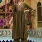 Janasya Olive Rayon Embroidered Kurta & Bottom | Swadesiicart