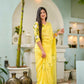 Exclusive Collection Beautiful Yellow Pure Cotton Hand Print Handloom Saree With Running Blouse Piece - Swadesiicart