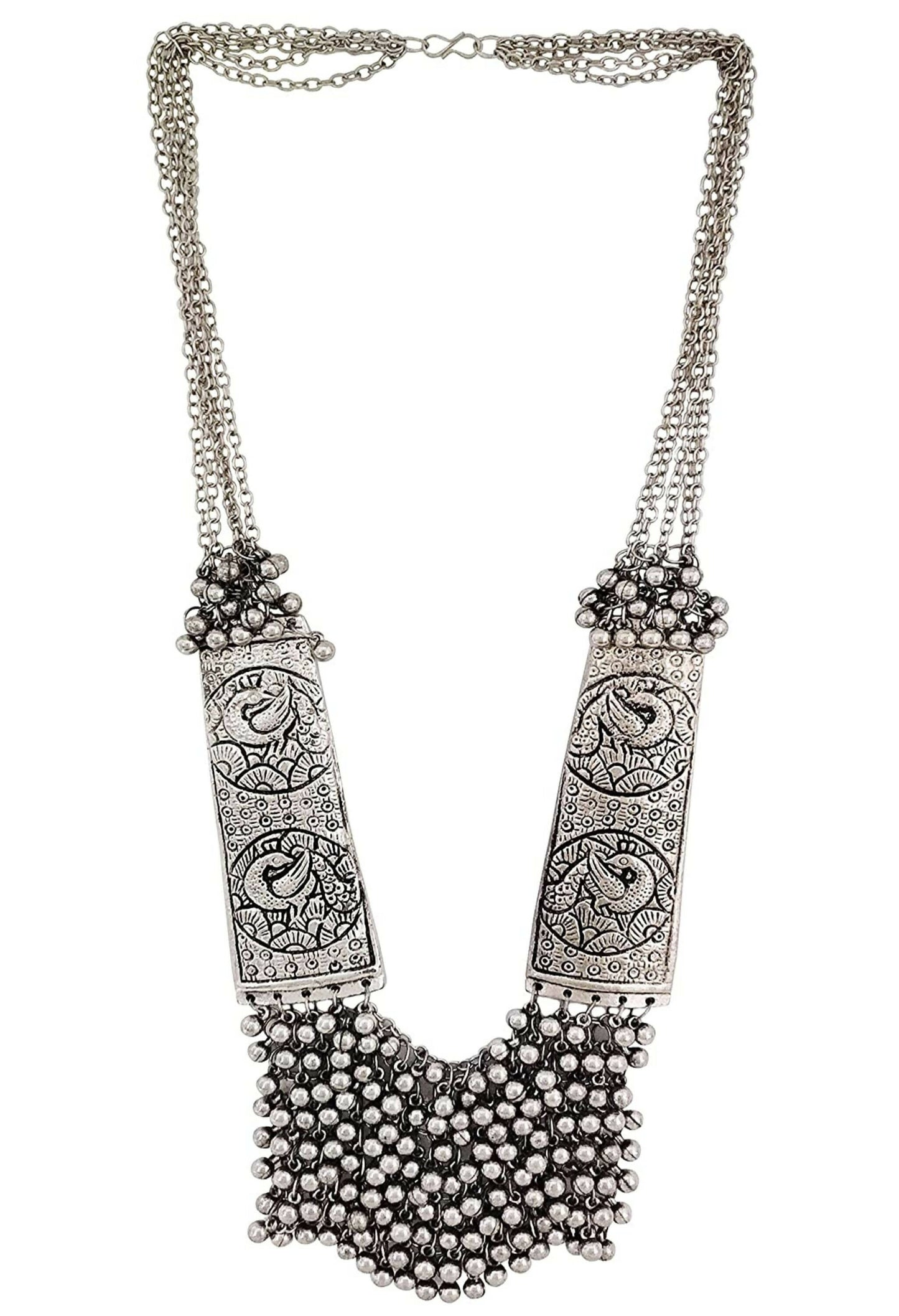 Mominos Fashion Joharkamal Oxidised Ghungroo Design Long Statement Necklace For Women & Girls | Swadesiicart