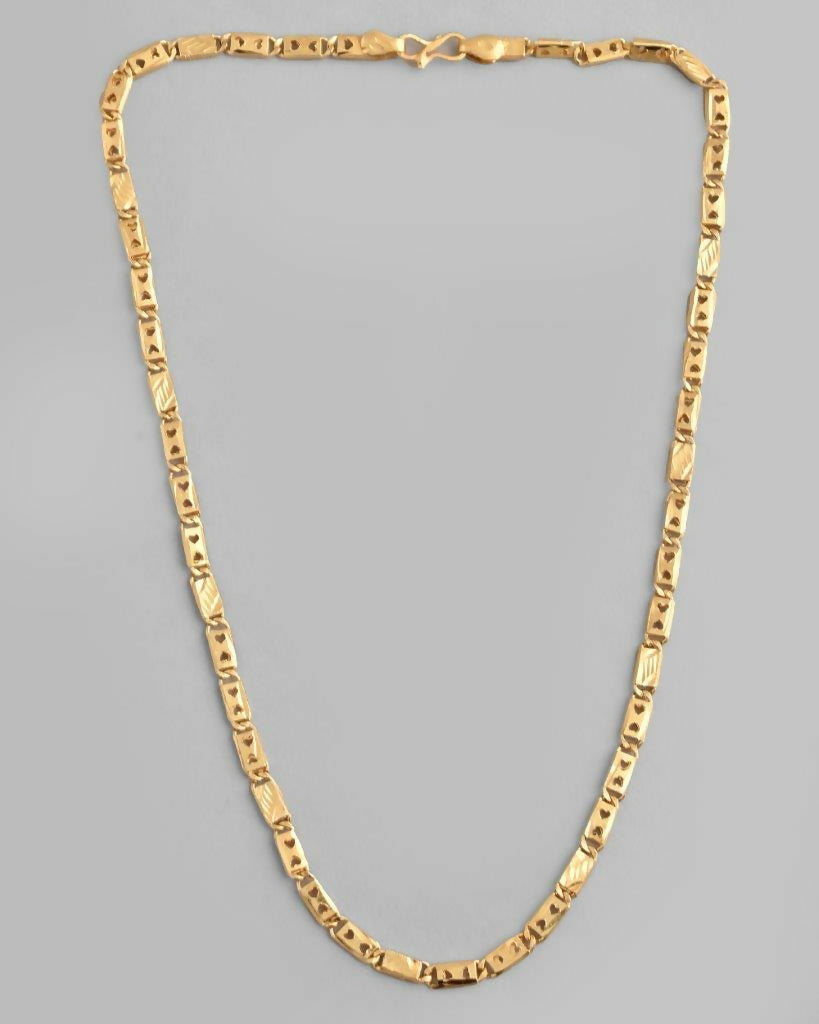 VOJ Gold-Polished Biscuit Chain With Hearts | Swadesiicart