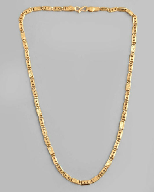 VOJ Gold-Polished Biscuit Chain With Hearts | Swadesiicart
