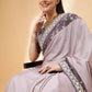 Mauve Silk Georgette Ribbon Embroidery Saree - Norita Hit Design - Swadesiicart