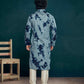 Blue Viscose Designer Sequance Embroidery Work Men's Kurta Set - Mahotsav