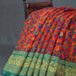 Multi Shades Of Tomato Red Kalamkaari Design Semi Chanderi Saree With Contrast Blouse By Gayathri Reddy Designer Studio | Swadesiicart