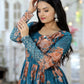 Jyoti Fashion Women's Teal Sequence Zari Embroidered Faux Georgette Anarkali Dress | Swadesiicart