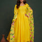 Aayaa Viscose Organza Dyeable Hand Painted Suit - Lemon Yellow