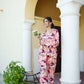 Vaasva Women Peach Muslin Floral Shirt & Pant Set - Swadesiicart