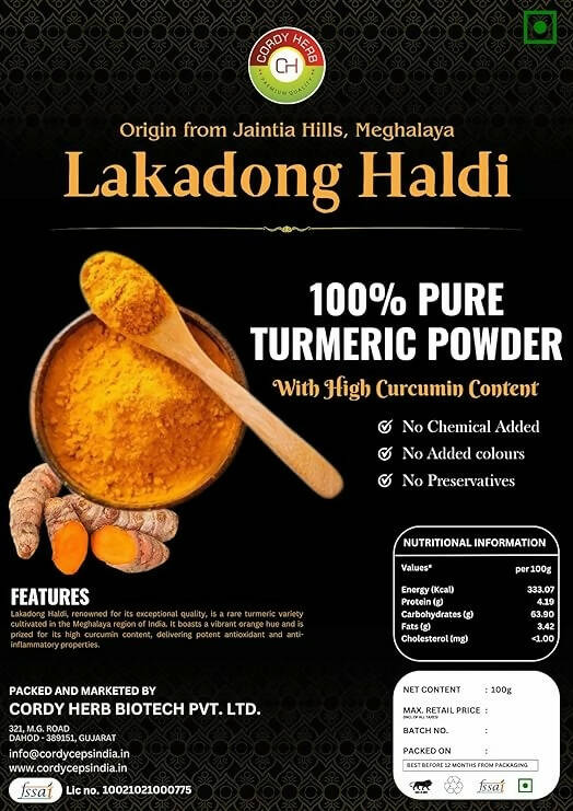 Cordy Herb Lakadong Turmeric Powder - Swadesiicart