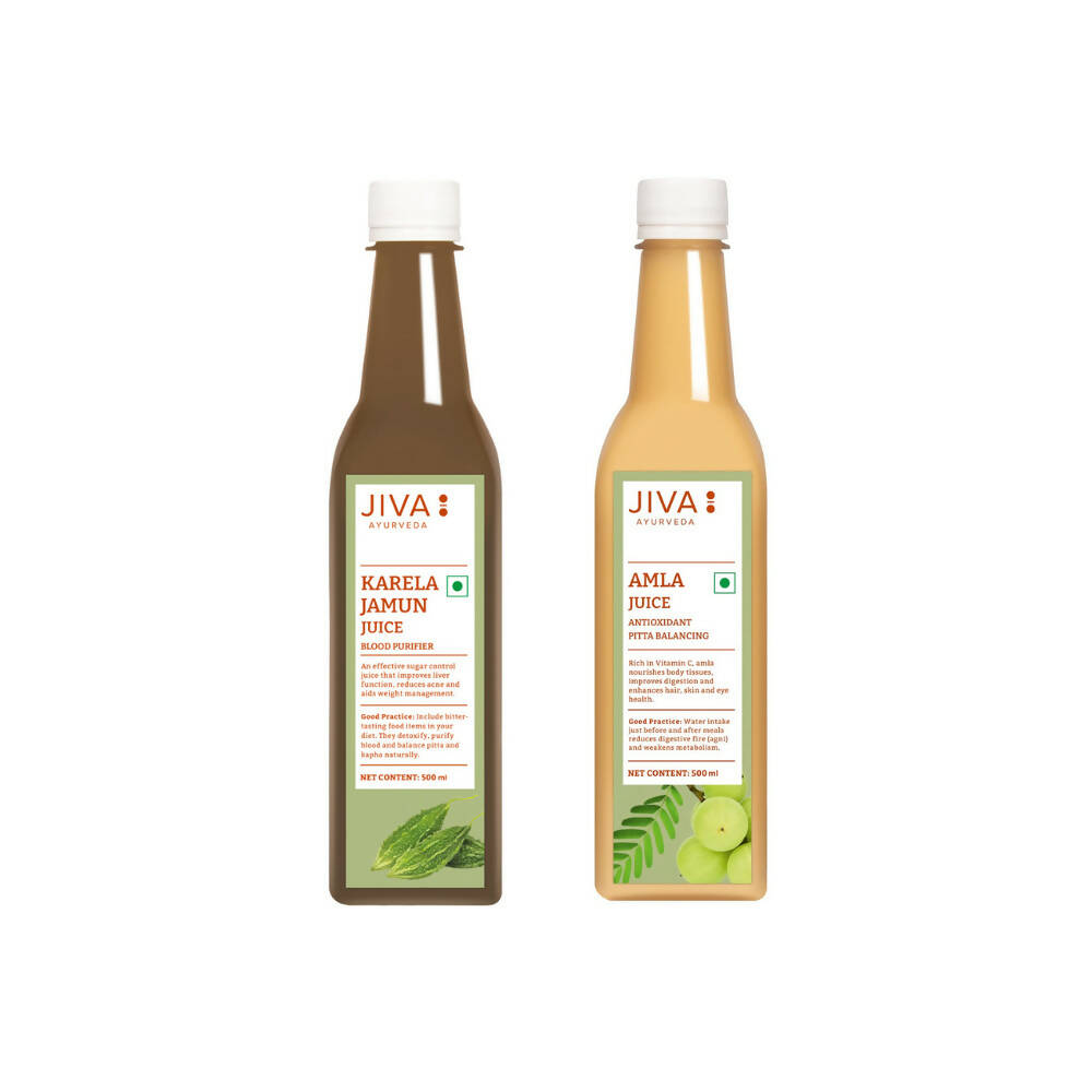 Jiva Ayurveda Karela Jamun Juice & Amla Juice Combo | Swadesiicart