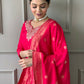 Partywear Designer Viscos Chanderi Red Stitched Suit With Dupatta - Tanisha | Swadesiicart