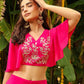 Janasya Pink Georgette Yoke Embroidery Co-Ords - Swadesiicart