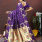Lorenvalley Fashion Purple Soft Paithani Silk Woven Design Gold Zari Meenakari Weaving Saree - Swadesiicart