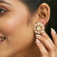 Nuyug 22K Gold-Plated Pink Kundan Studded & Beaded Floral Shaped Studs | Swadesiicart