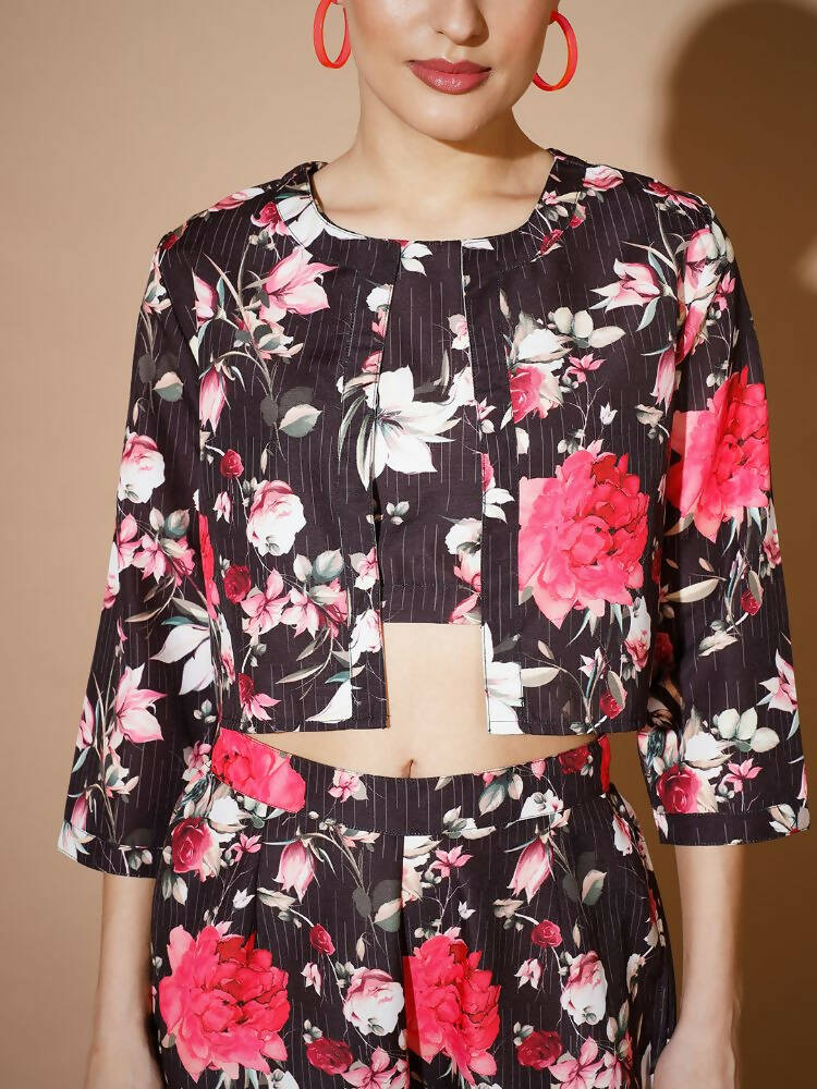 Myshka Women Black Printed Co-Ords - Swadesiicart