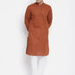 Even Apparels Brown Color Pure Cotton Men's Kurta With Band Collar | Swadesiicart