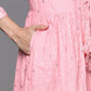 Ahalyaa Pink & Gold Ethnic Printed Layered Front Slit Cotton Anarkali Kurta Palazzos | Swadesiicart