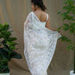 Vamsee Amisha White Organza Saree - Swadesiicart