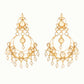 Nuyug 22K Gold Plated Kundan Studded Contemporary Shaped Pearl Drop Chandbalis | Swadesiicart