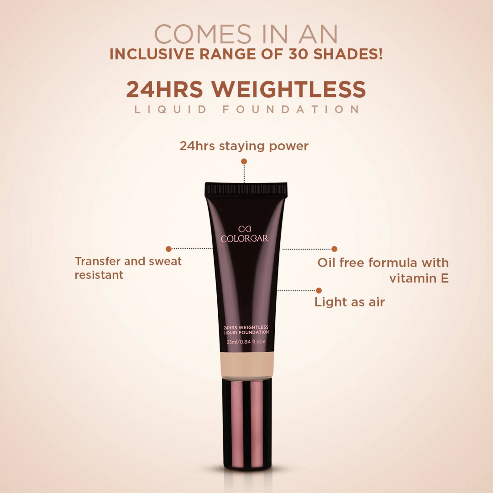 Colorbar 24Hrs Weightless Liquid Foundation Fw 3.3 - Swadesiicart