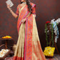 Lorenvalley Fashion Cream Kanjivaram Silk Woven Design with Zari Weaving Saree - Swadesiicart
