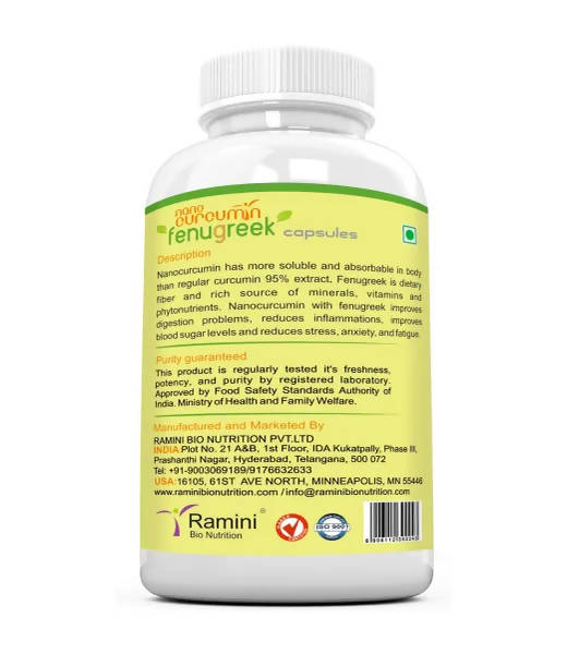 Ramini Bio Nutrition Nano Curcumin with Fenugreek Veg Capsules - Swadesiicart