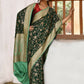 Joban Fashion Emerald Green Crepe Chiffon Pure Handloom Banarasi Silk Saree | Swadesiicart