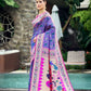Vishnu Weaves Women's Purple Paithani Patola Silk Zari Woven Saree with Unstitched Blouse - Swadesiicart