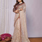 Brown Net Embroidered Saree With Stitched Blouse - Nimaya Kaksha