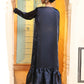 Navy Blue Tom Silk Plain Ready To Wear Saree With Stitched Blouse - Satiksha | Swadesiicart