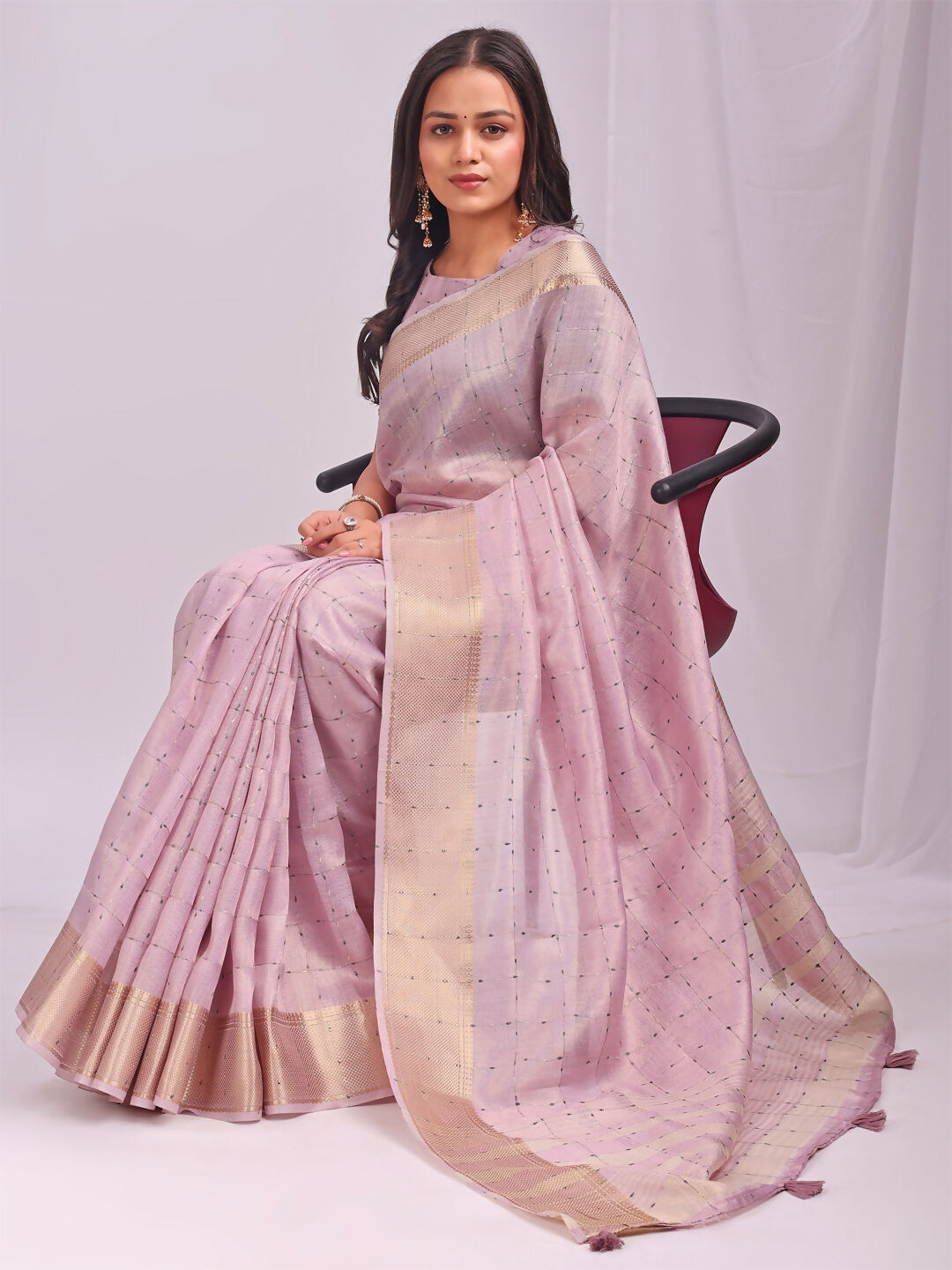 Shree Shyam Fashion Organza Light Pink Saree
